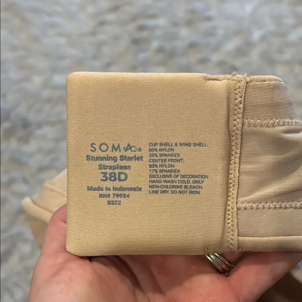Soma Stunning Starlet Strapless Tan Bra Size‎ 38D
